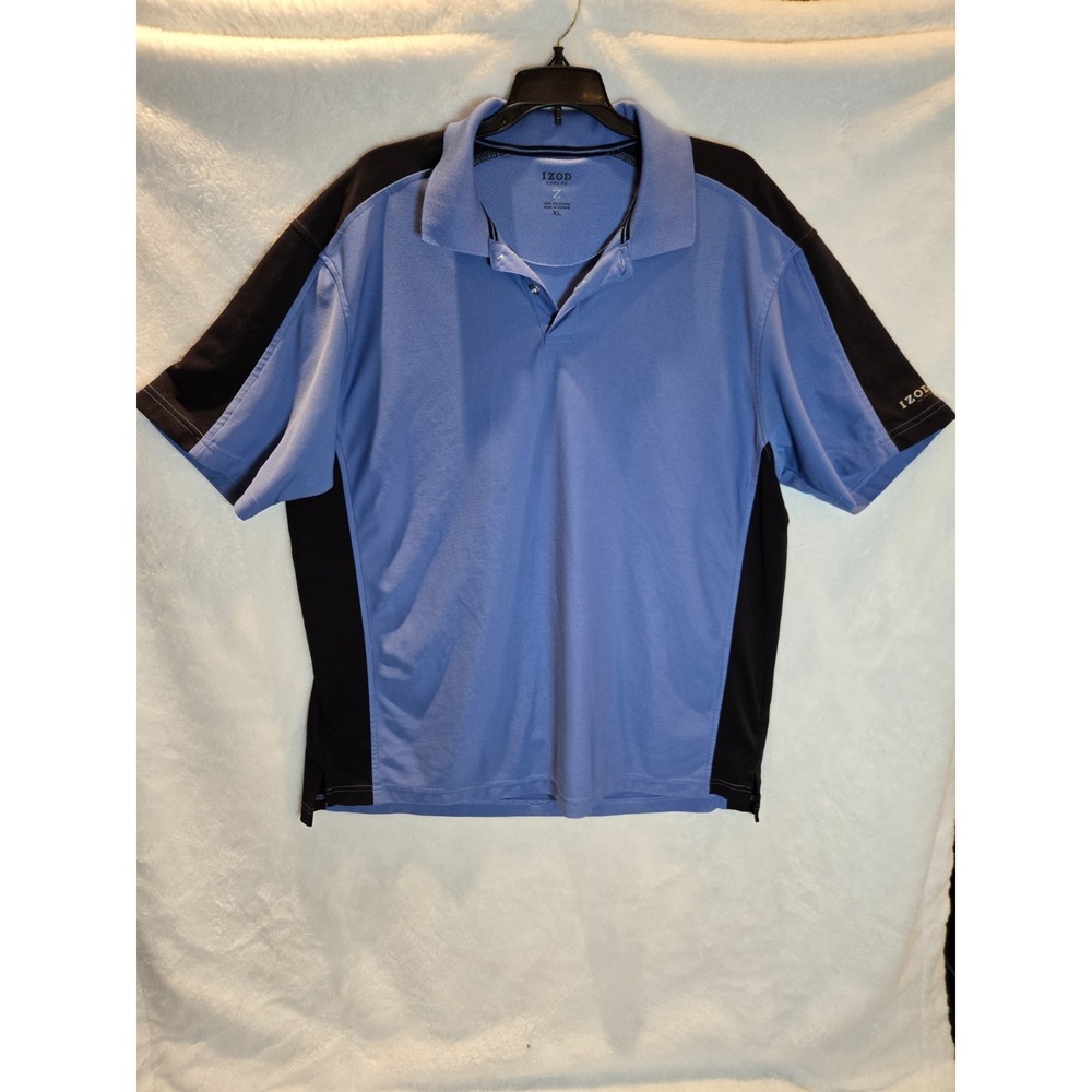 Izod Cool-FX Men's Blue/Black Polo Shirt-XL-Golf-Casual-Short Sleeves-Wicking‎